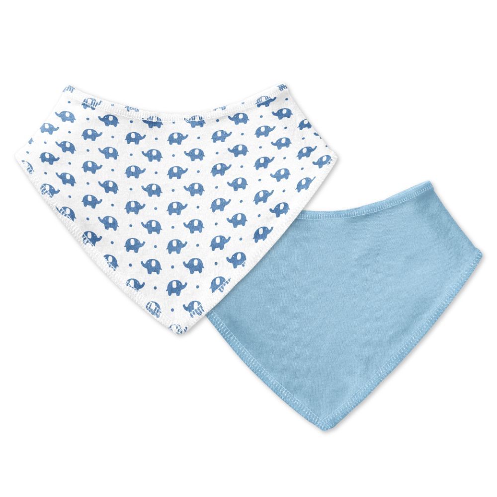 Moon - Organic Bandana Bibs Pack of 2 - Elephant & Blue