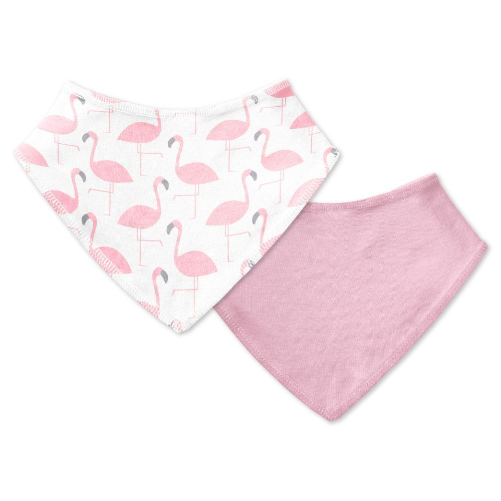 Moon - Organic Bandana Bibs Pack of 2 - Flamingo & Pink