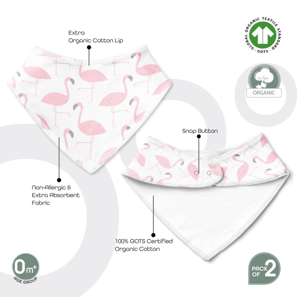 Moon - Organic Bandana Bibs Pack of 2 - Flamingo & Pink