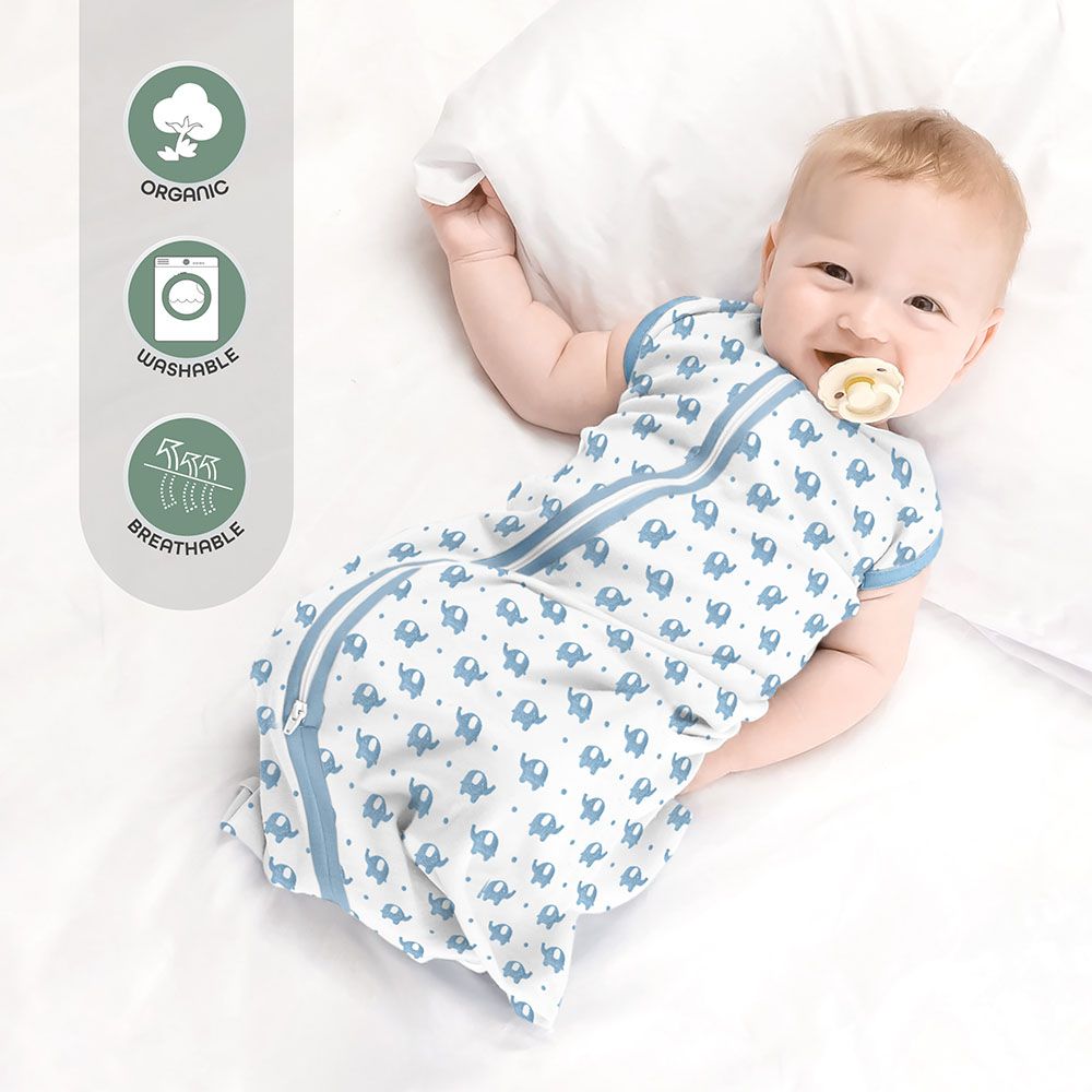 Moon - 2pcs-set Organic Baby Sleepsack - Elephant & Blue