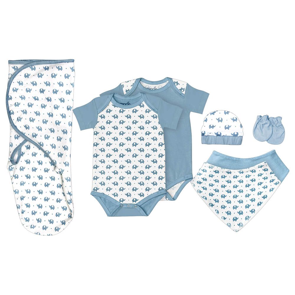 Moon - 7pc-Set - Organic Baby Gift Set - Blue