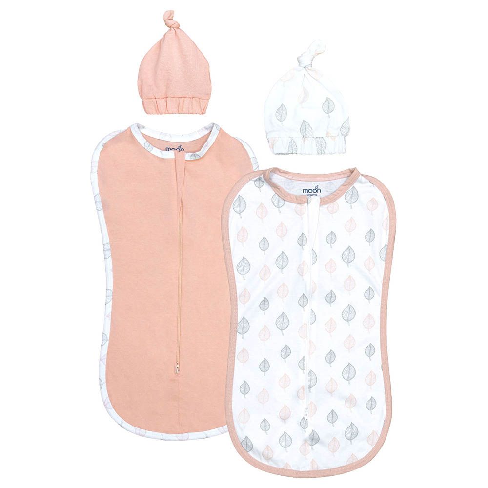 Moon - 2pc-Set - Organic Swaddle Pods w/ Beanie - Forest Printed