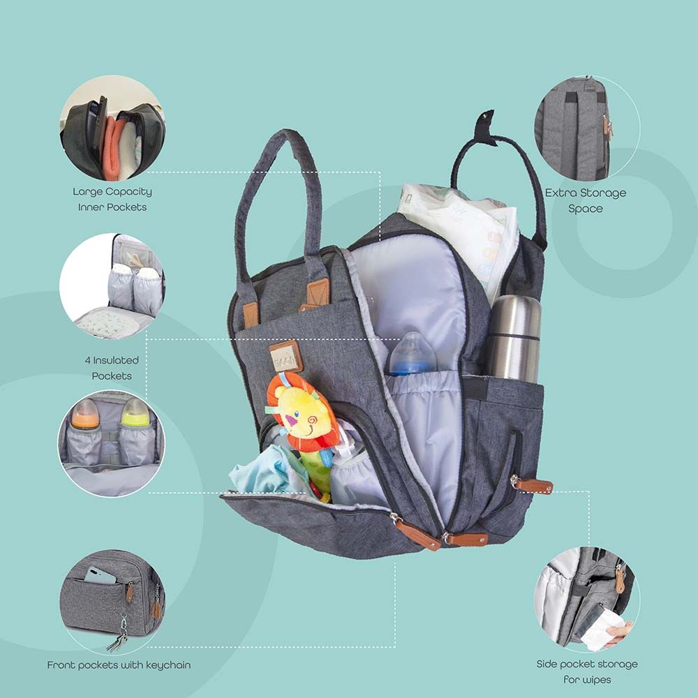 MOON - Kary Me Diaper Backpack - Travel Backpack Dark Grey