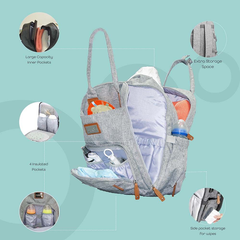 MOON - Kary Me Diaper Bag Backpack - Grey