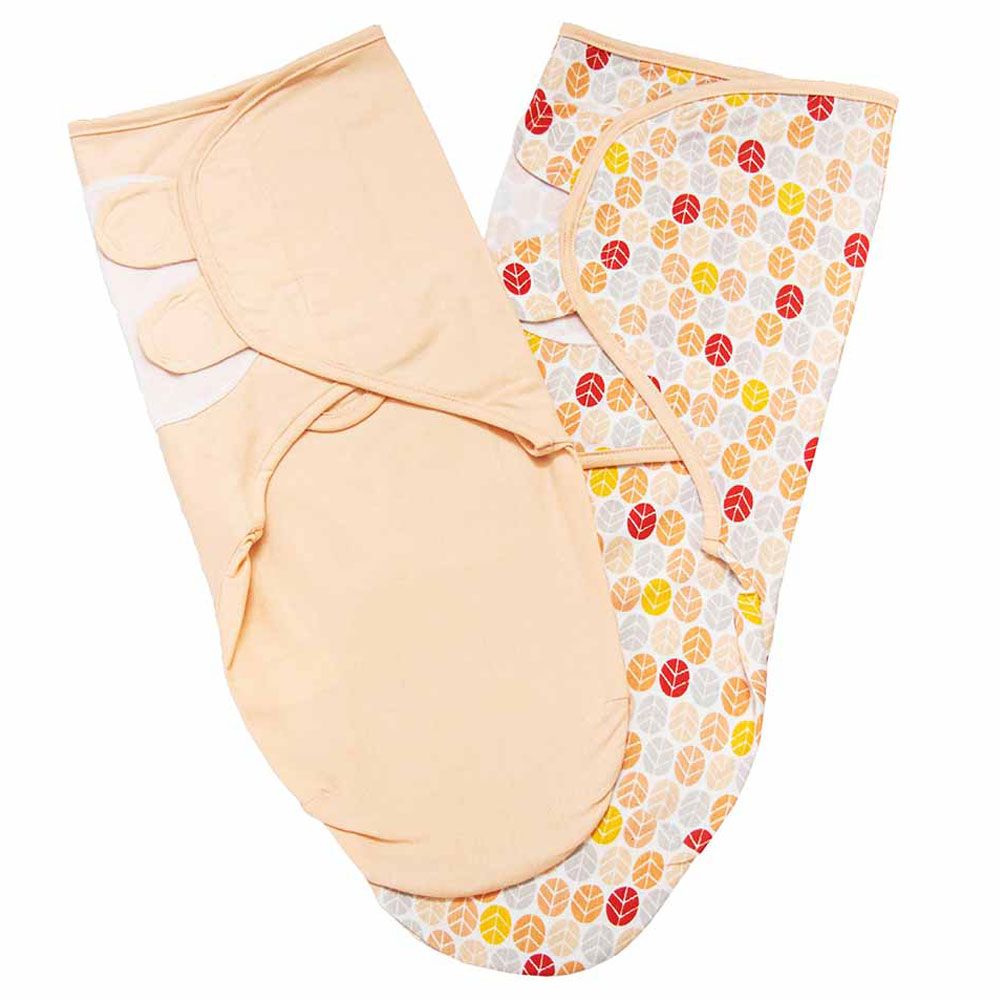 MOON - Organic Swaddler Pack of 2 - Small & Large - Peach