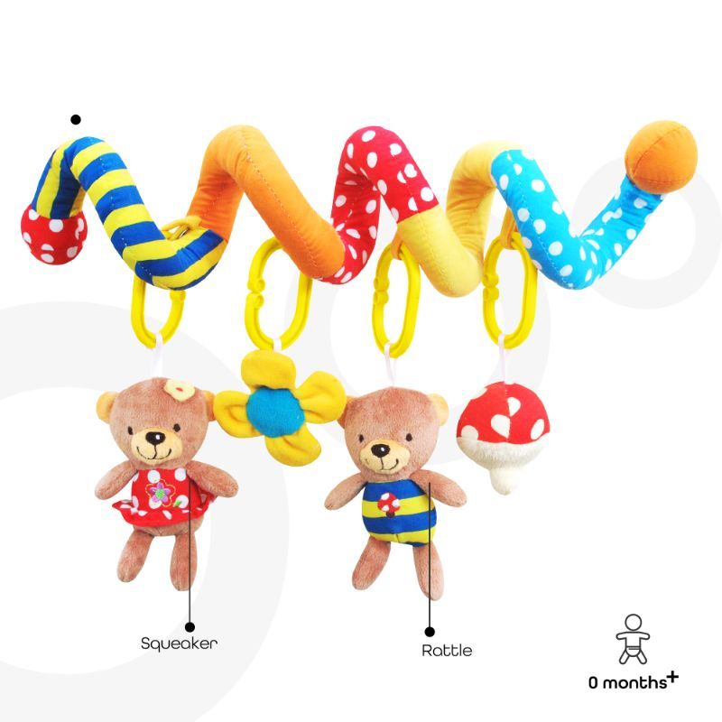 MOON - Spiral Activity Hanging Animal Toys For Stroller & Bed - Bear