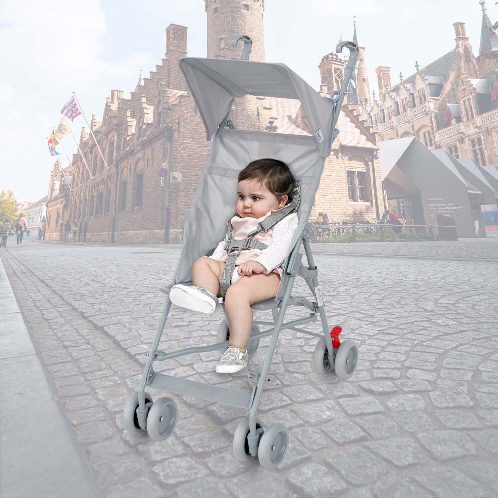 MOON - Jet-Light Weight/Compact Fold Buggy Stroller-Light Grey