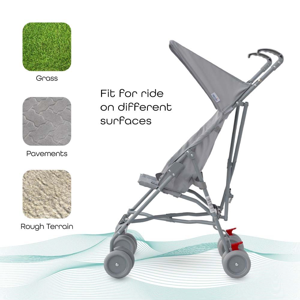 MOON - Jet-Light Weight/Compact Fold Buggy Stroller-Light Grey