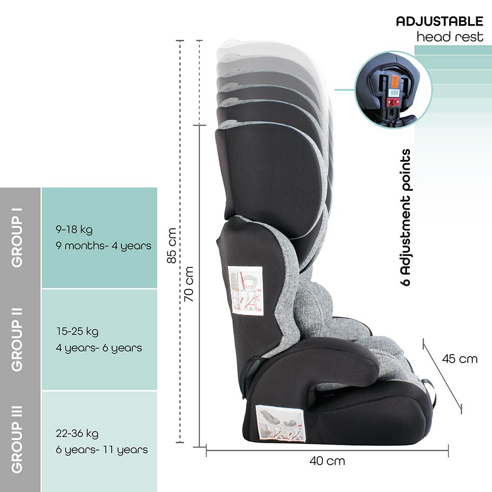 Moon - Tolo Baby/Kids Car Seat Group 1,2,3 - Slate Grey