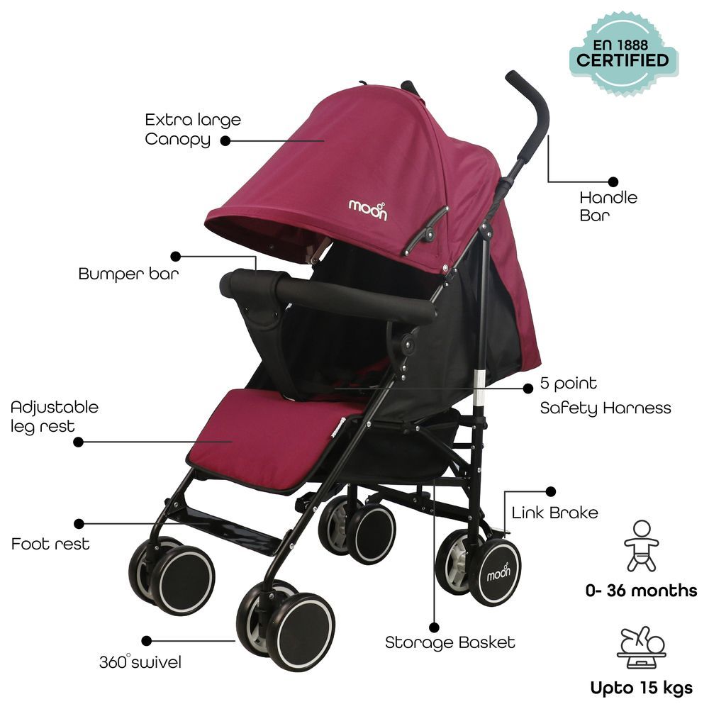 Moon - Neo Plus Travel Stroller - Dark Red