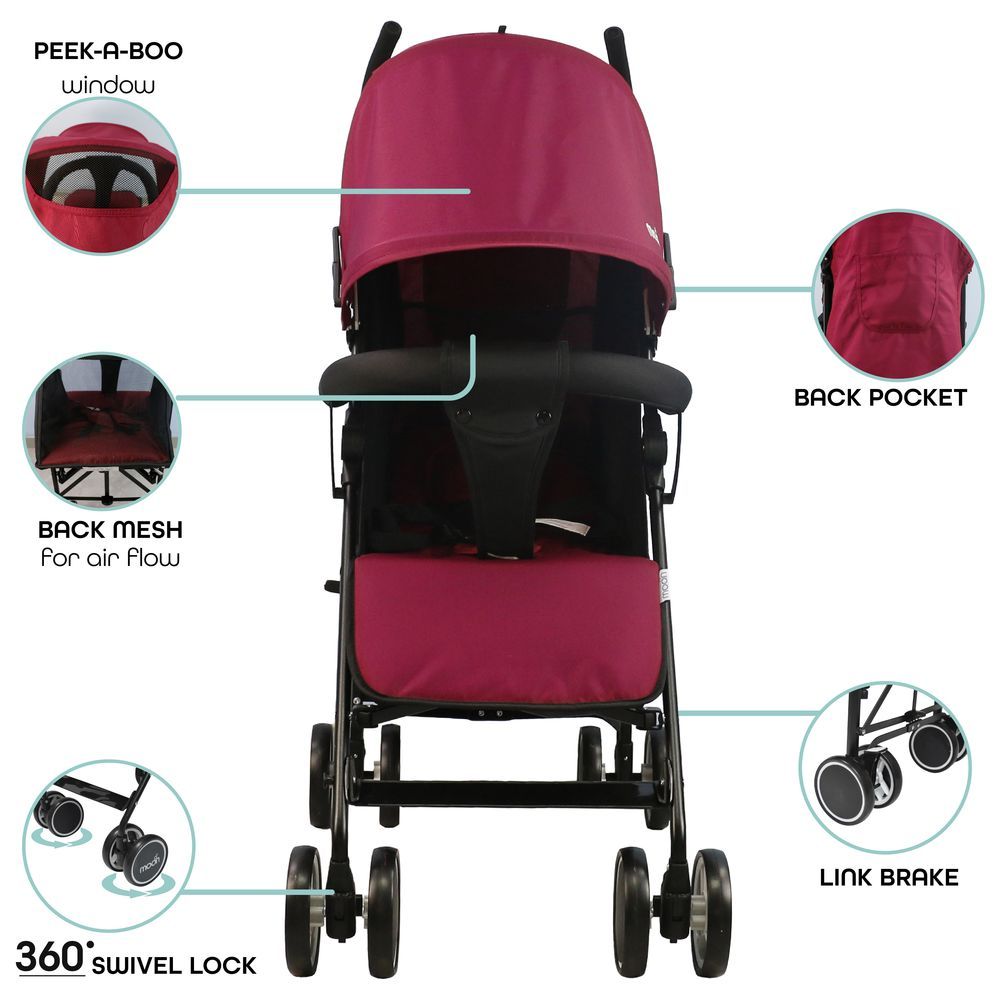 Moon - Neo Plus Travel Stroller - Dark Red