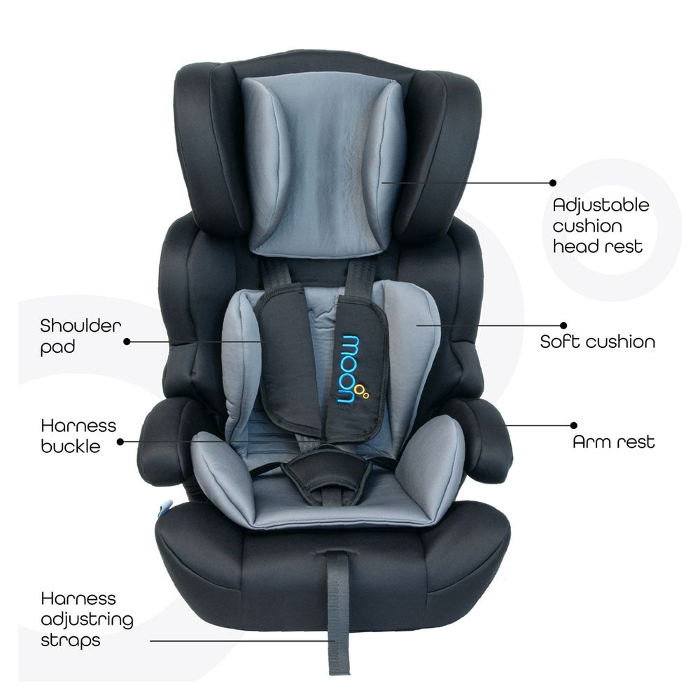 MOON - Tolo Baby/Kids Car Seat  9M To 12 Years Upto 36 Kg Grey