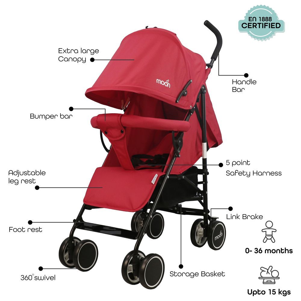 Moon - Neo Plus Travel Stroller - Fire Red