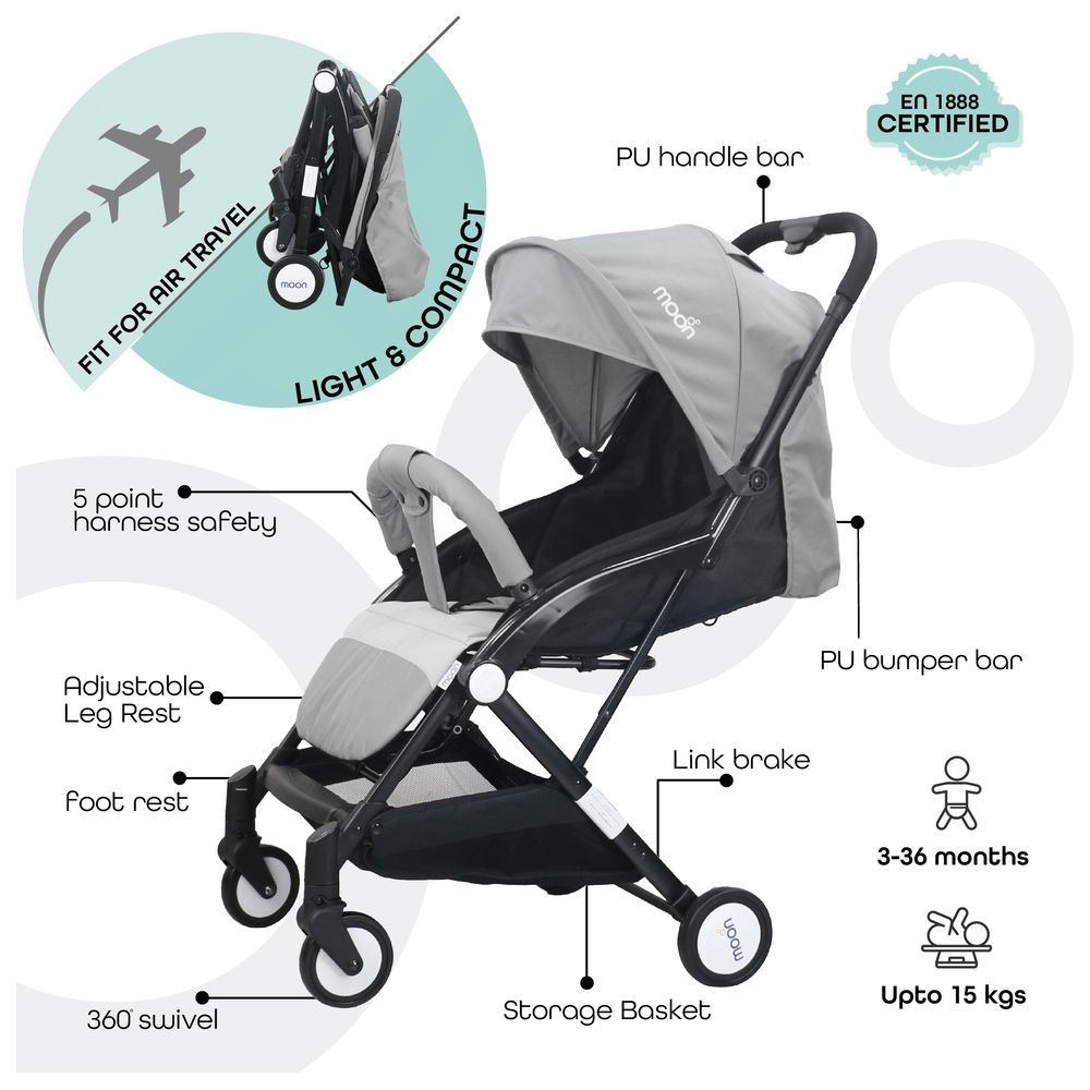 Moon - Travel-Lite Cabin Stroller - Cool Grey