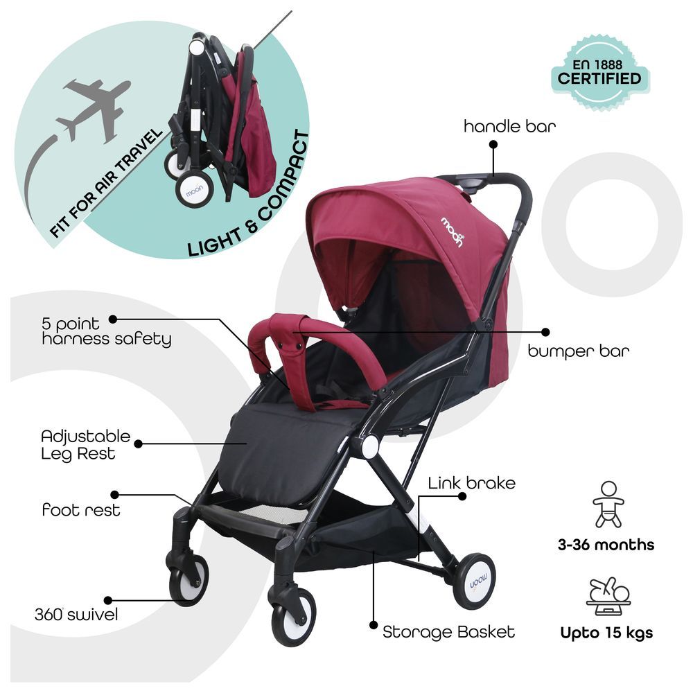 Moon - Travel-Lite Cabin Stroller - Dark Red