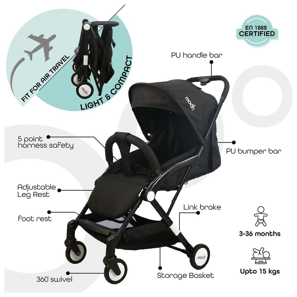 Moon - Travel-Lite Cabin Stroller - Black