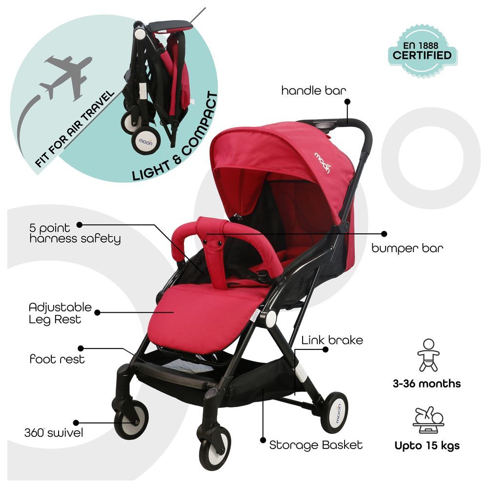 Moon - Travel-Lite Cabin Stroller - Fire Red