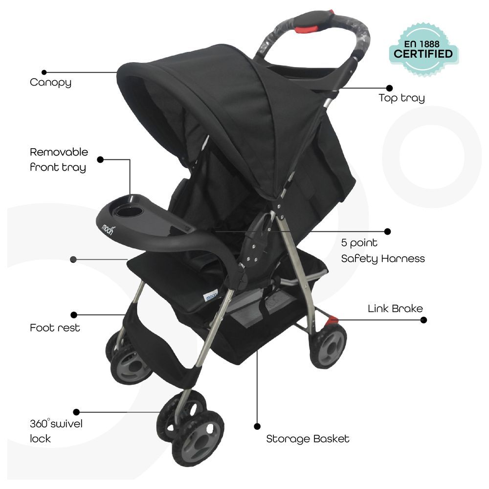 Moon - Bezik One Fold Stroller - Black