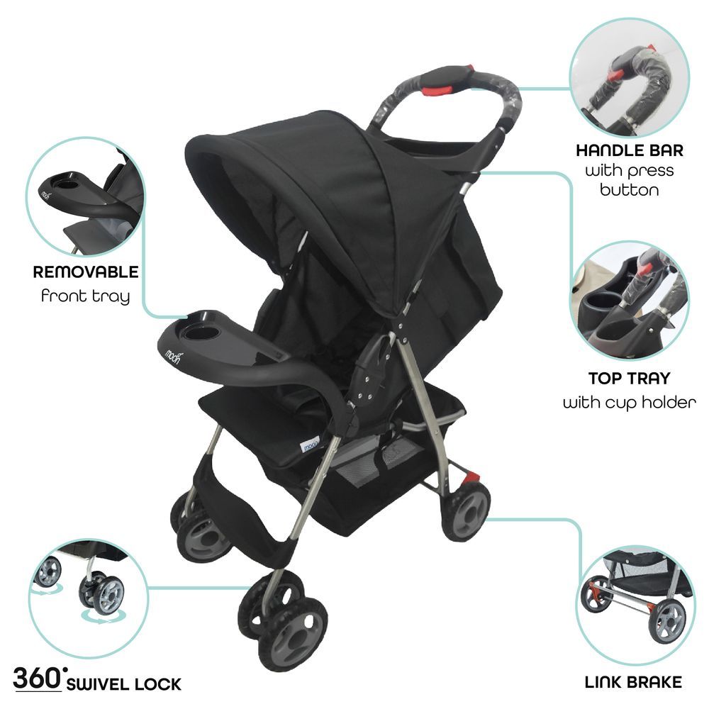 Moon - Bezik One Fold Stroller - Black