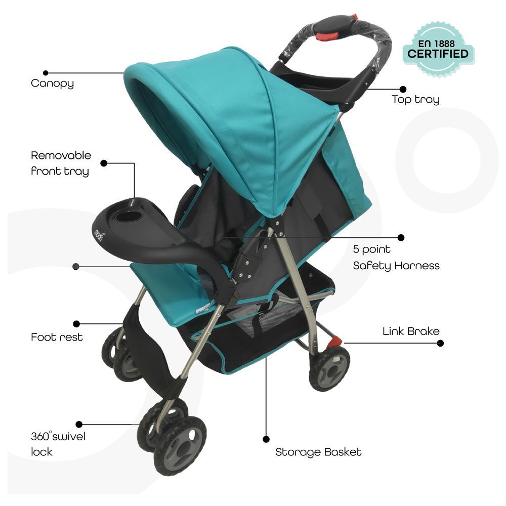 Moon - Bezik One Fold Stroller - Sea Blue