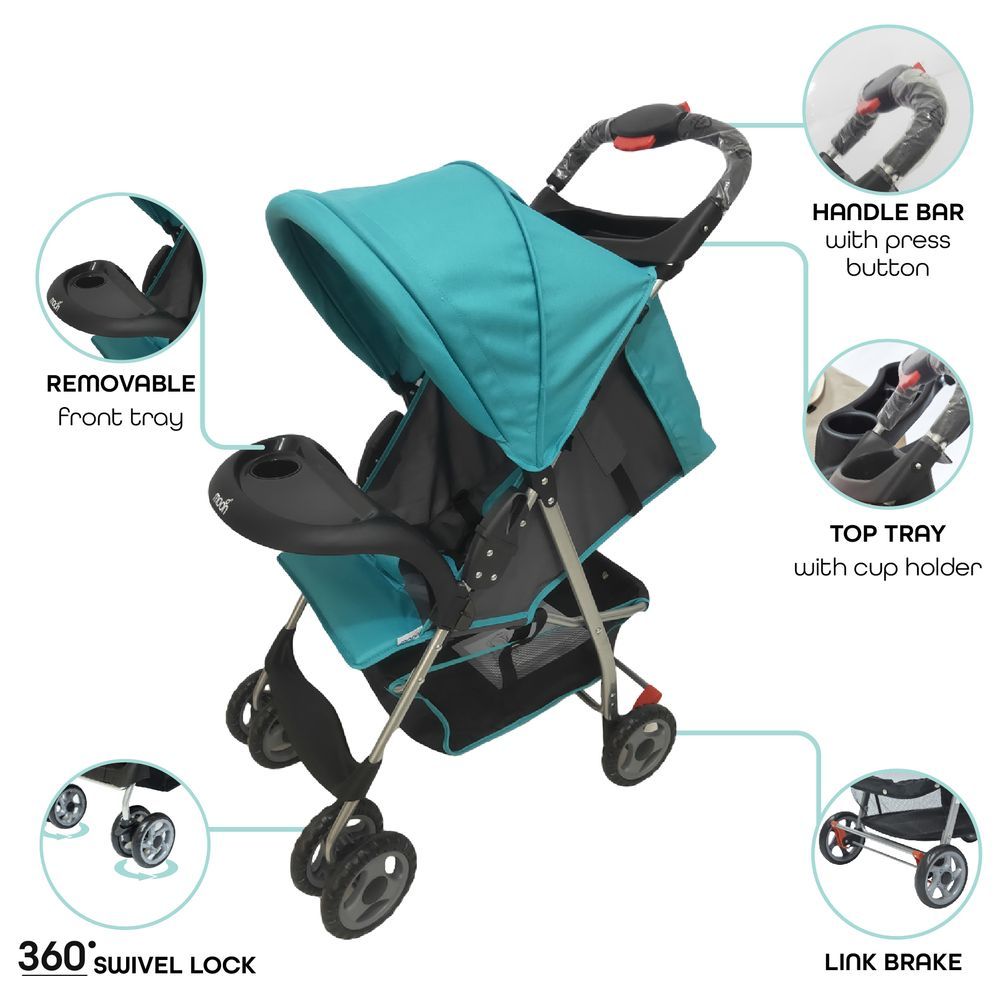 Moon - Bezik One Fold Stroller - Sea Blue