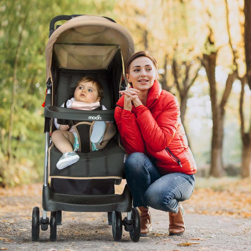 MOON - Trek One-Hand Fold Stroller - Beige