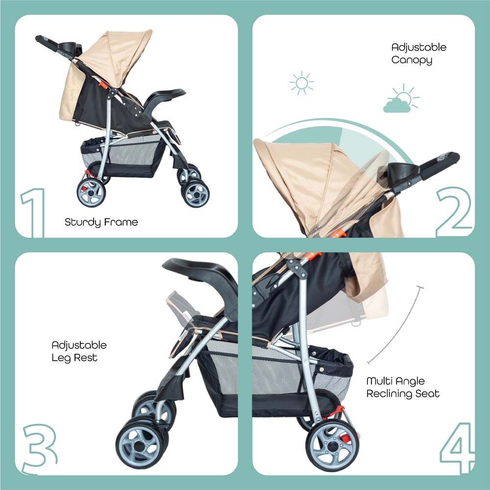 MOON - Trek One-Hand Fold Stroller - Beige