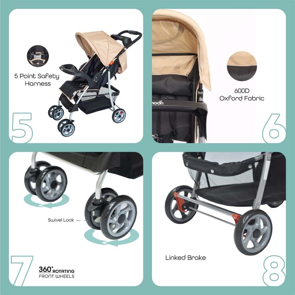 MOON - Trek One-Hand Fold Stroller - Beige