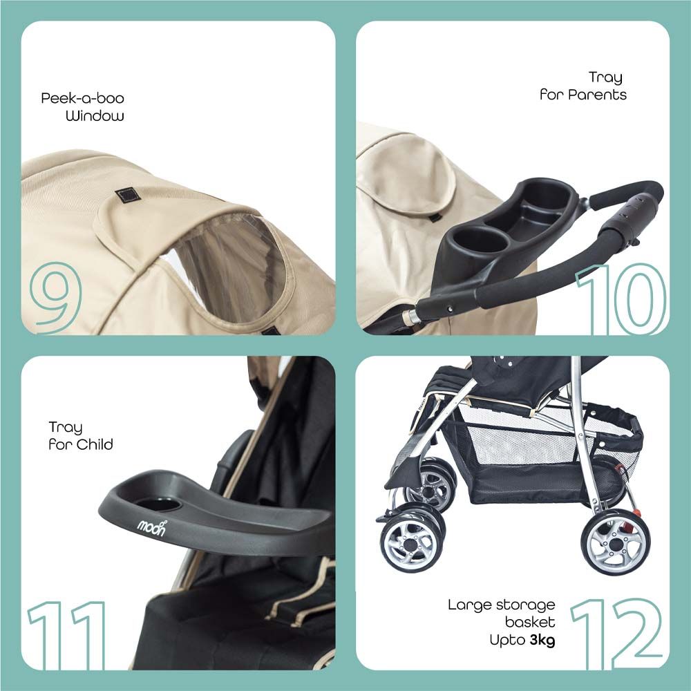 MOON - Trek One-Hand Fold Stroller - Beige