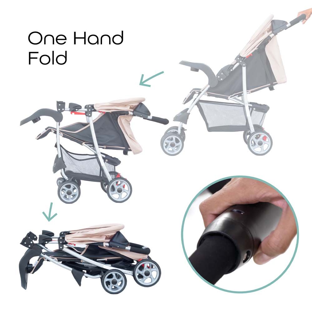 MOON - Trek One-Hand Fold Stroller - Beige