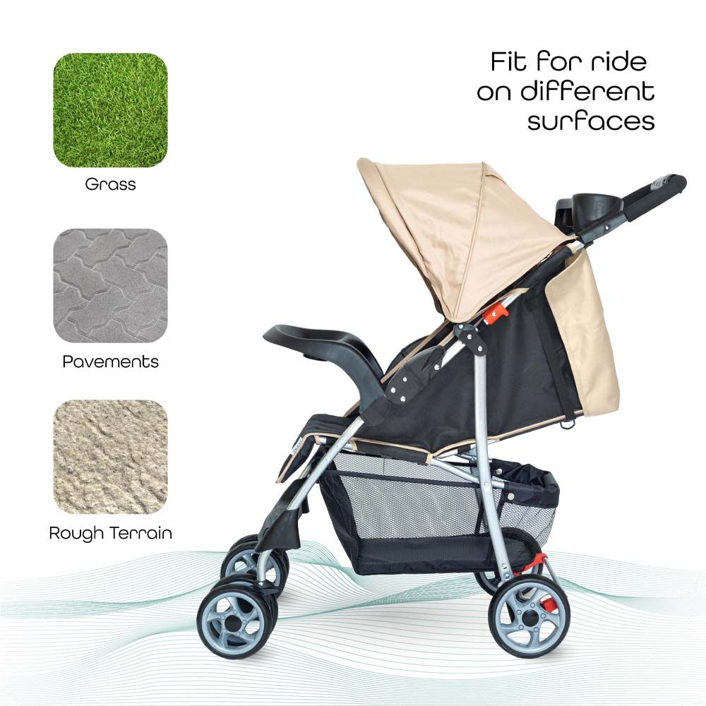 MOON - Trek One-Hand Fold Stroller - Beige