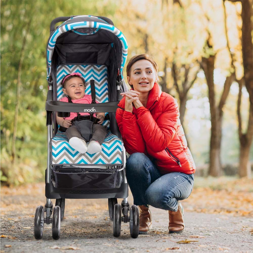 MOON - Trek One- Fold Travel Stroller - Blue