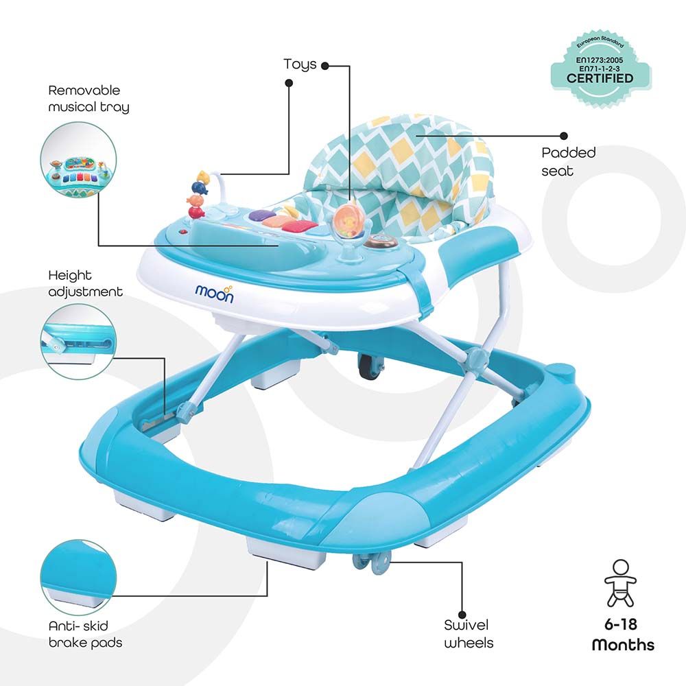 MOON - MUV Baby/Child Walker With music & Toys - Blue 