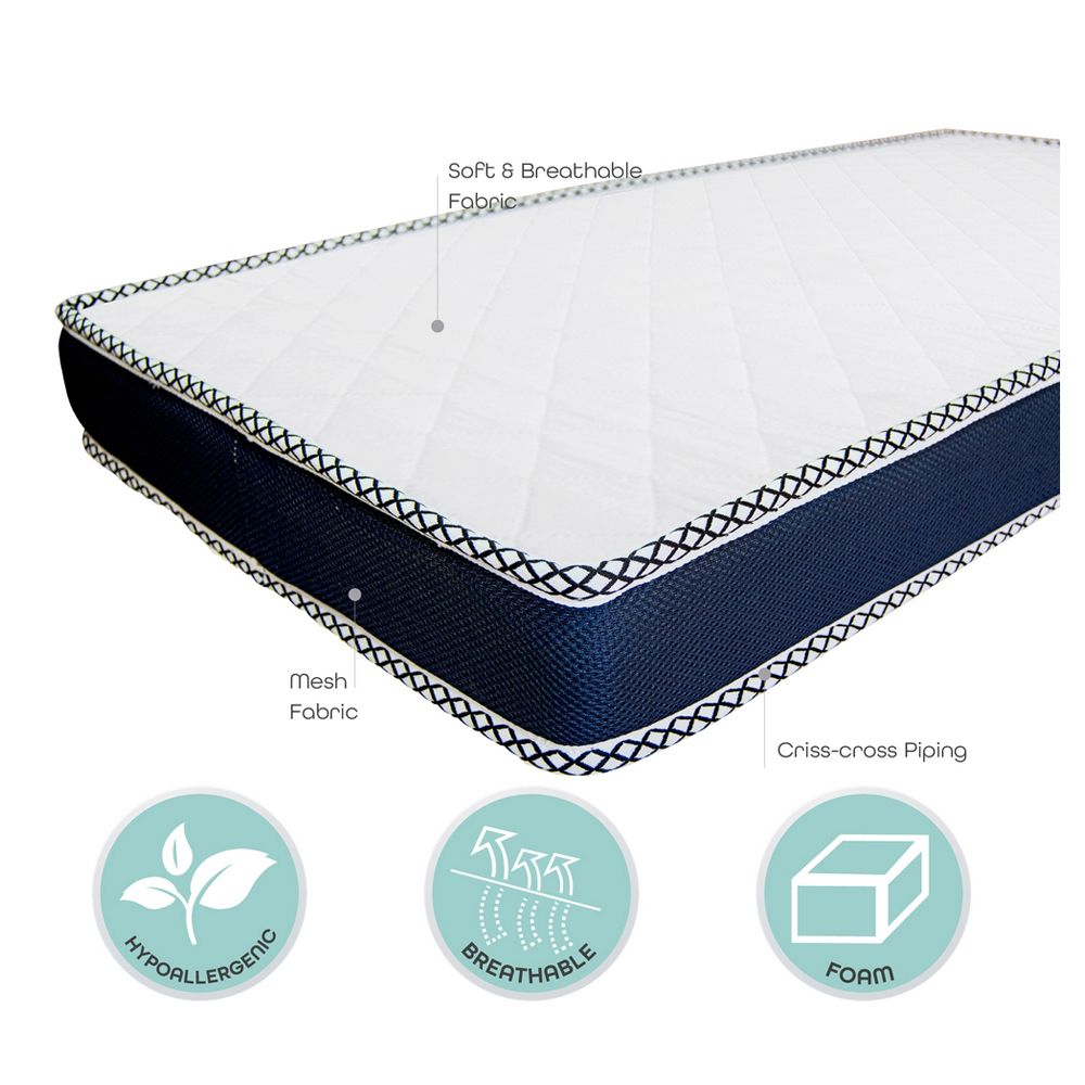 MOON - Crib & Toddler Bed Mattress, White - 133x70x10cm