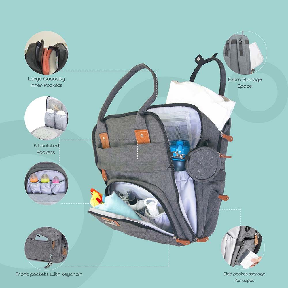 Moon - Pro 2-in-1 Stroller - Pink + KaryMe Diaper Bag - Grey - Color May Vary