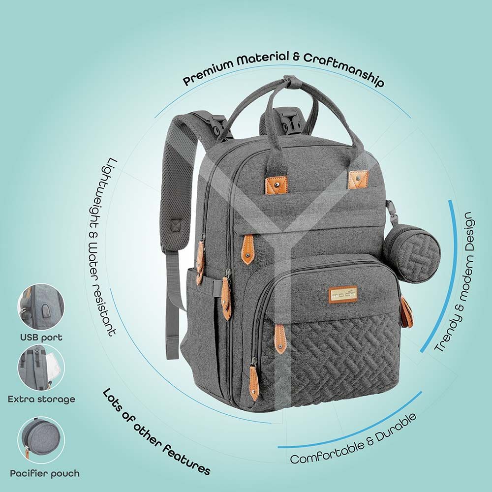 Moon - Pro 2-in-1 Stroller - Blue + KaryMe Diaper Bag - Grey