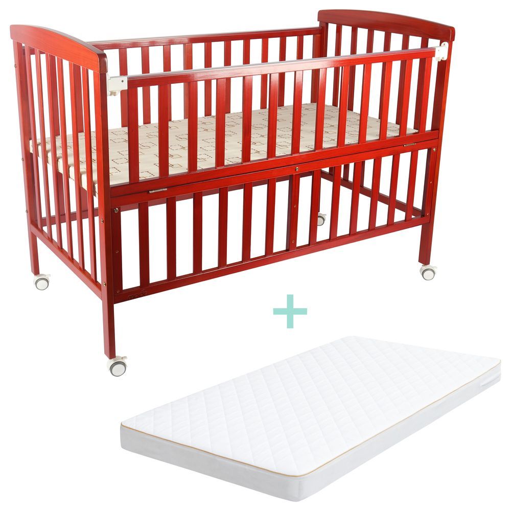 Moon - Wooden Portable Crib & Mattress - Brown