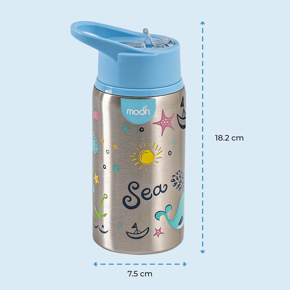 Moon - Single Wall Stainless Steel Sipper Bottle - 530ml - Blue