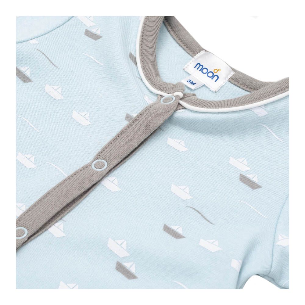 Moon - 3pc-Set - Cotton Sleepsuit, Hat & Bib - Little Boat