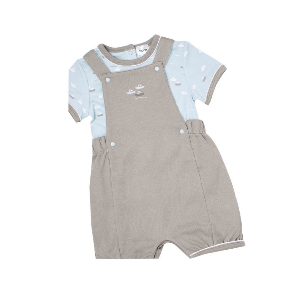 Moon - pc-Set - 100% Cotton T-Shirt & Dungaree - Little Boat