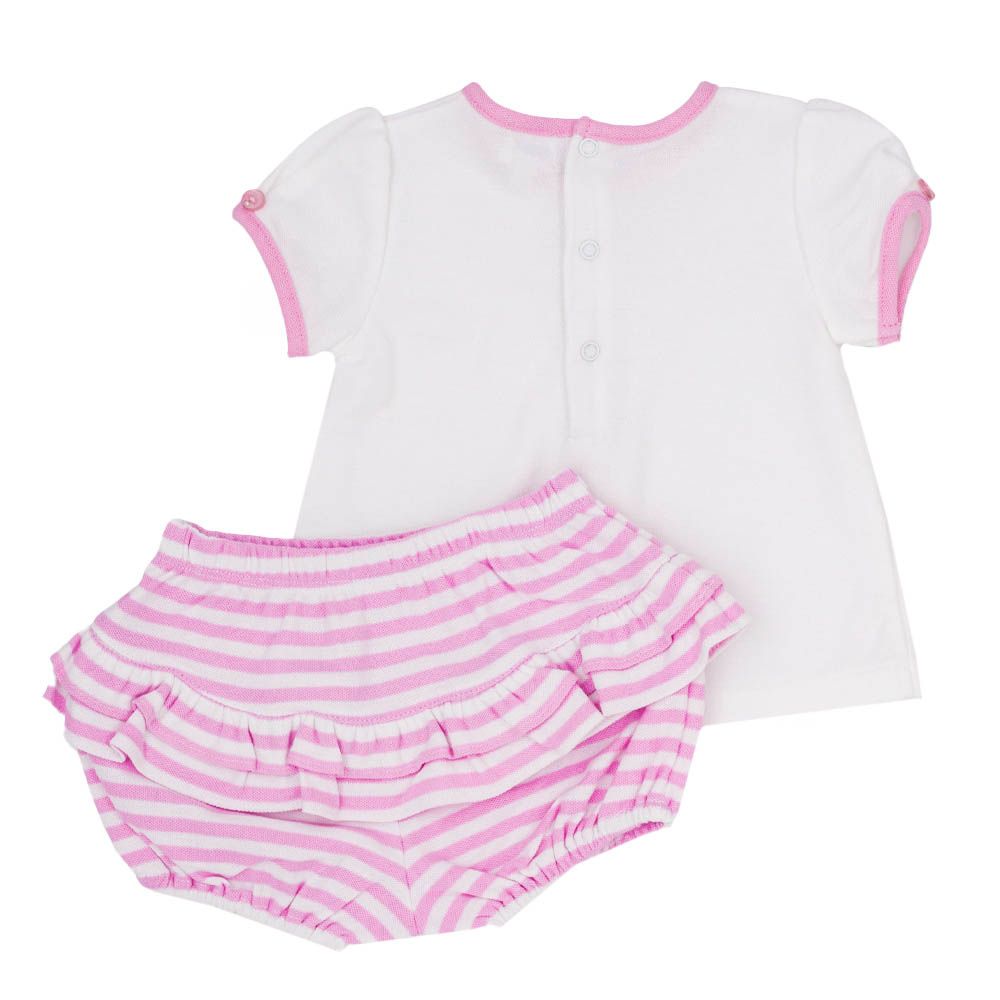 Moon - 2pc-Set - 100% Cotton Top & Bloomer - Pink Stripes