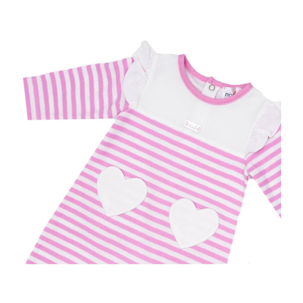 Moon - 100% Cotton Sleepsuit - Pink Stripes