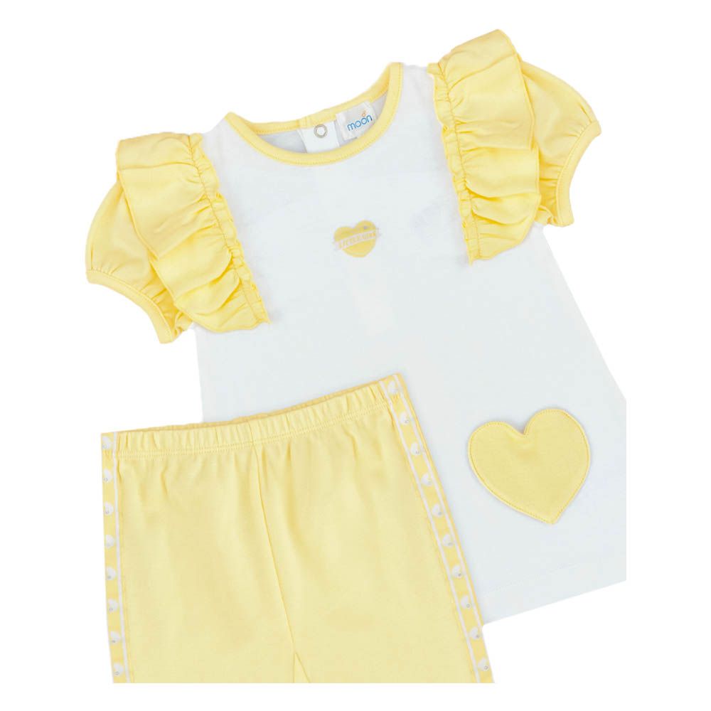 Moon - 2pc-Set Crew Neck T-Shirt & Leggings - Lemon Hearts