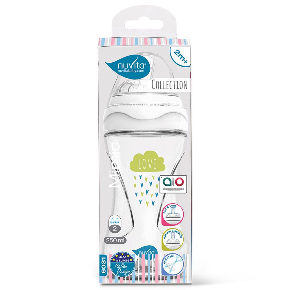 Nuvita - Mimic Feeding Bottle W/ Teat - 250ml - White