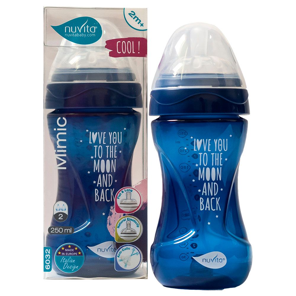 Nuvita - Mimic Cool Anti Colic Baby Bottles 250ml - Navy Blue