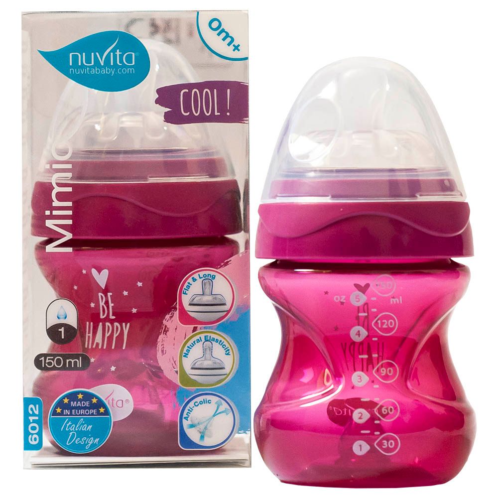 Nuvita - Mimic Cool Anti Colic Baby Bottles 150ml - Dark Pink