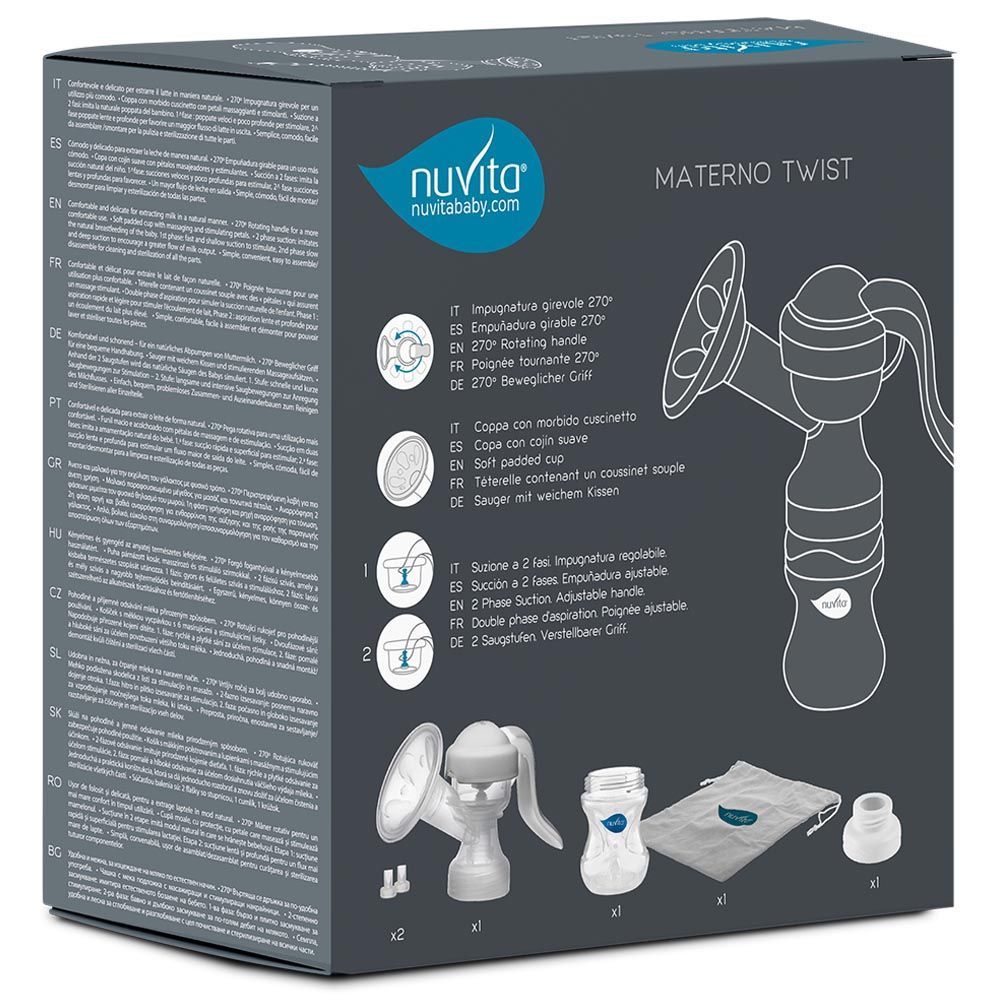 Nuvita - Materno Twist Rotatable Manual Breast Pump - White