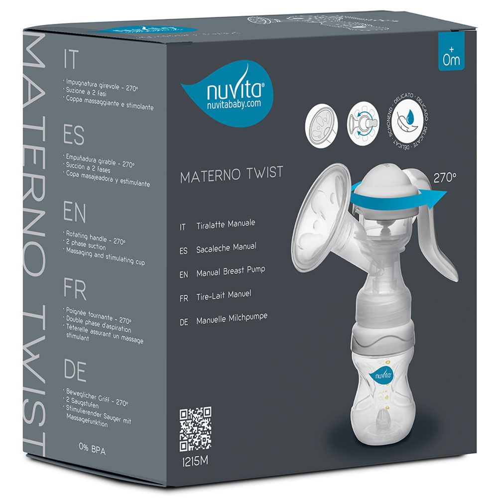 Nuvita - Materno Twist Rotatable Manual Breast Pump - White