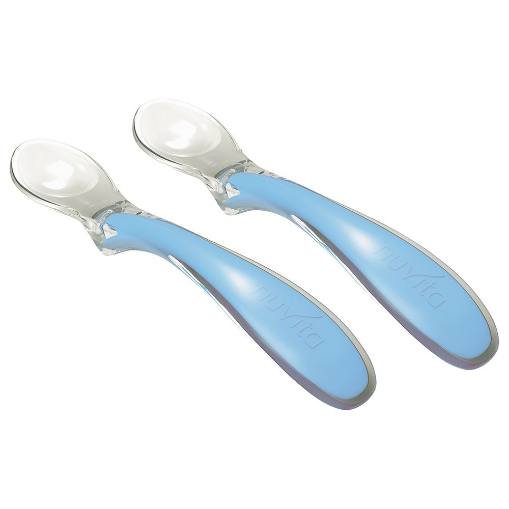 Nuvita - Set of 2 Easy Eating Silicone Feeding Spoons - Blue