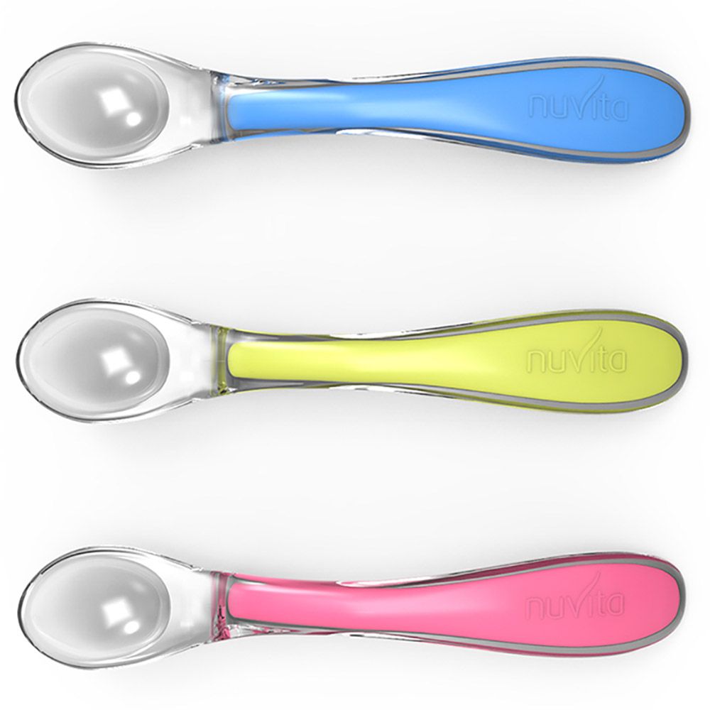 Nuvita - Set of 2 Easy Eating Silicone Feeding Spoons - Blue